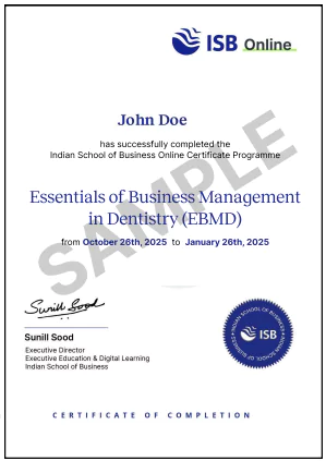 EBMD Programme Certificate from ISB